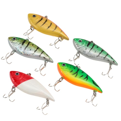 5pcs Hard Fishing Lure VIB Treble Hooks Hard Baits Tackle Tool 10g 7cm