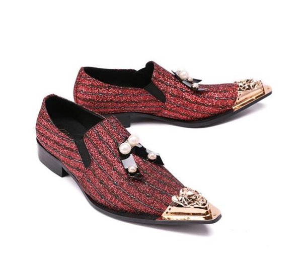 Dress Shoes 2021 High Quality Genuine Leather Men Red Wedding Iron Head Oxfords For Size 46 47