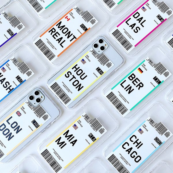 Transparent Boarding Pass Design Soft TPU Phone Case For iphone 13 12 11 Pro Max 6 7 8 X Xr Xs Light Weight Shockproof Black Covers