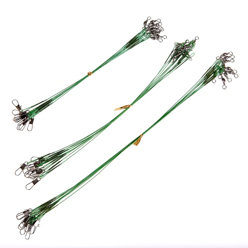 Lixada 10PCS High Strength Nylon-coated Stainless Steel Leader Fishing Trace Spinner Fishing Wire Rig with Snap and Swivels Fishing Tackle Lures