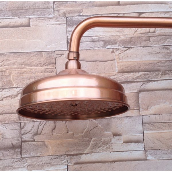 Antique Red Copper Round 8" Rainfall Head Extension Pipe Wall Shower Arm Bathroom Accessory Standard 12" Nsh100 220810