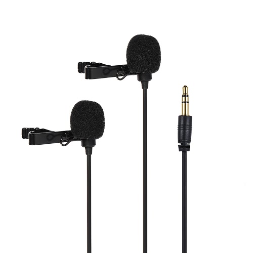 Comica CVM-D02 2.5m / 8.2ft Dual-Lavalier Lapelier Microphone