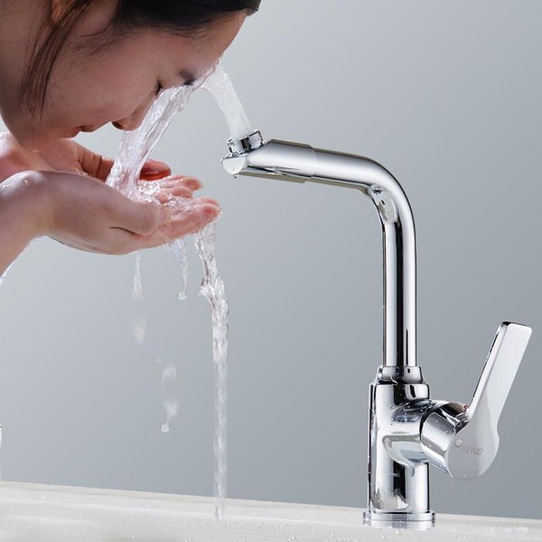 Bathroom Sink Faucets 360 Degree Rotating Basin Faucet Faucets, And Cold Mixed Waterfall Tap Single Hole Two-node