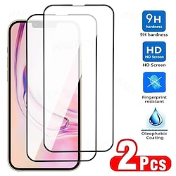 2 pcs Phone Screen Protector For Apple iPhone 14 Pro Max Plus 13 12 11 Mini X XR XS 8 7 Tempered Glass 9H Hardness Anti Bubbles Anti-Fingerprint Ultra Thin Scratch Proof Phone Accessory Lightinthebox
