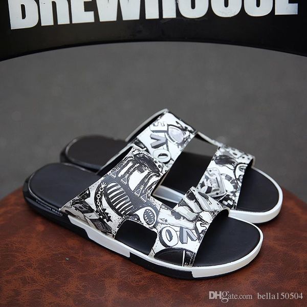 Designer Men's Flat Slides Sandals Casual Shoes Double Buckle Famous Brand Arizona Summer ourdoor Beach Flip Flops Leather Slippers