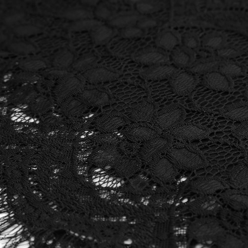 Mujeres Crochet encaje falda cintura elástica hueco hacia fuera trabajo carrera OL Mini falda negro