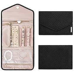 Organisateur de bijoux de voyage rouleau étui à bijoux pliable pour voyage-bagues colliers bracelets boucles d'oreilles doux miniinthebox