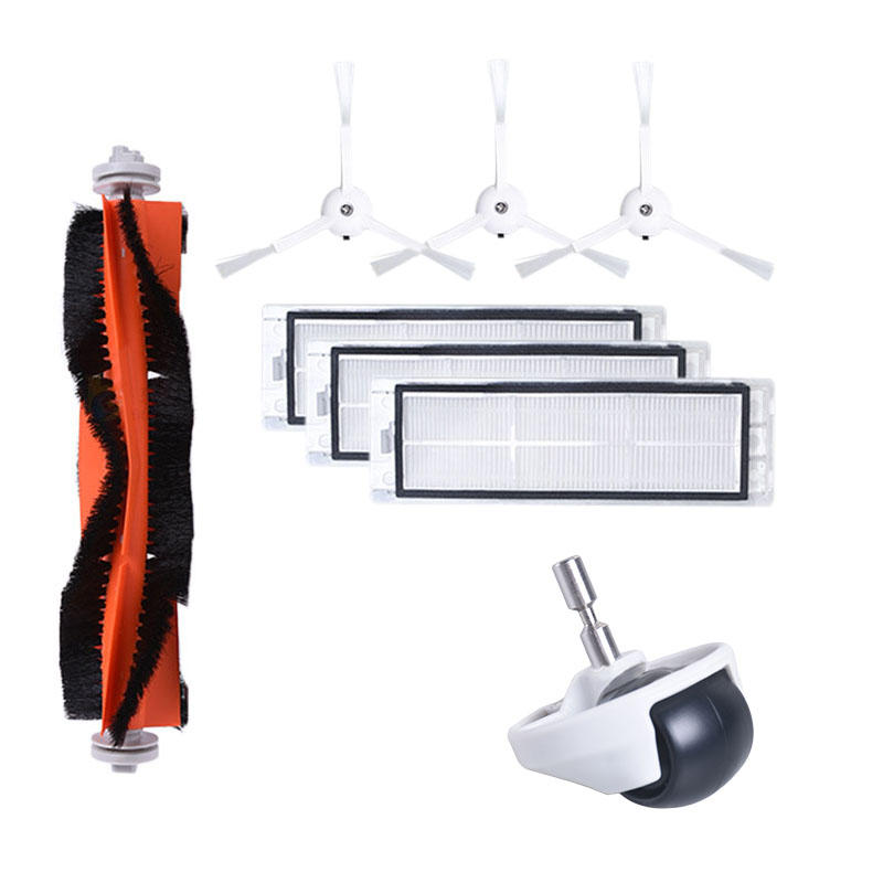 8PCS Side Brush Roller Brush HEPA Filter Caster Wheel For Xiaomi Roborock Robot Vacuum Cleaner Accessories Part