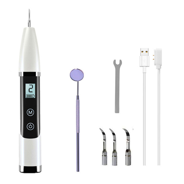 Multipurpose Sonic Scaler Dental Toothbrushes Stain/Plaque Remover Portable Rechargeable Teeth Cleaner with Replaceable Working Tips
