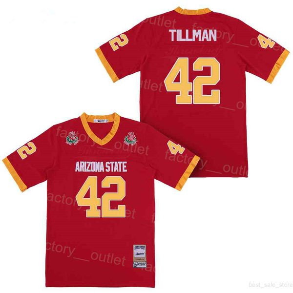 NCAA Football College Arizona State Sun Devis 42 Pat Tillman Jersey University Hip Hop Team Color Red Embroidery Breathable Pure Cotton For Sport Fans Stitched High