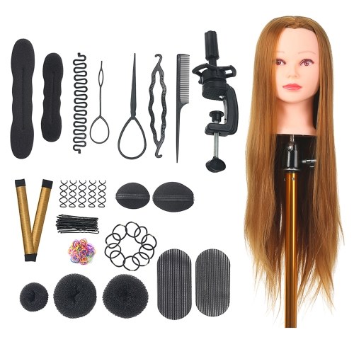 Tête de Mannequin avec support à pince pour tresser la pratique de la coiffure tête de Mannequin pour coiffeur professionnel cosmétologie factice Heed