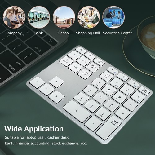 2.4G + BT5.0 clavier numérique double mode 35 touches clavier de comptabilité financière coque en alliage d'aluminium intégré 300mAh batterie argent