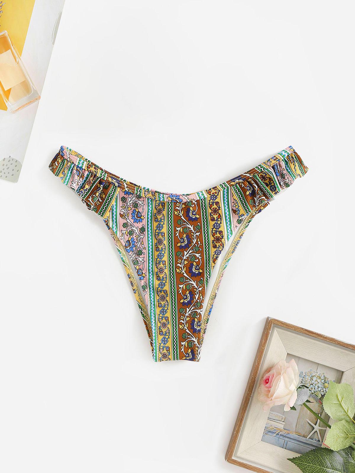 Floral Ruffle Bikini Bottom S Multi a