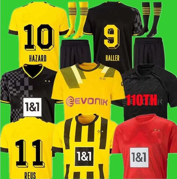 22/23 HAALAND DORTMUND CUP soccer jerseys 110th 2022 2023 REUS NEONGELB BELLINGHAM HUMMELS BRANDT REYNA BRANDT hazard men kids Kits sock Full sets football shirt
