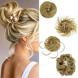 4 PCS Messy Hair Bun Hairpiece Tousled Updo for Women Hair Extension Claw Ponytail Scrunchies with Elastic Rubber Band Long Updo Messy Hairpiece Hair Accessories for Women Lightinthebox