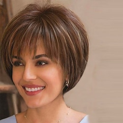Short Brown Wigs for Womenfor White Women Natural Curly Wavy Blonde Hair Synthetic Pixie Cut Short Wigs ChristmasPartyWigs Lightinthebox