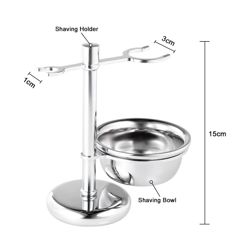 2 in 1 Stainless Steel Shaving Holder for Shaving Razor Brush & Shaving Soap Bowl Men's Shaving Kit Male Shaving Tool Set