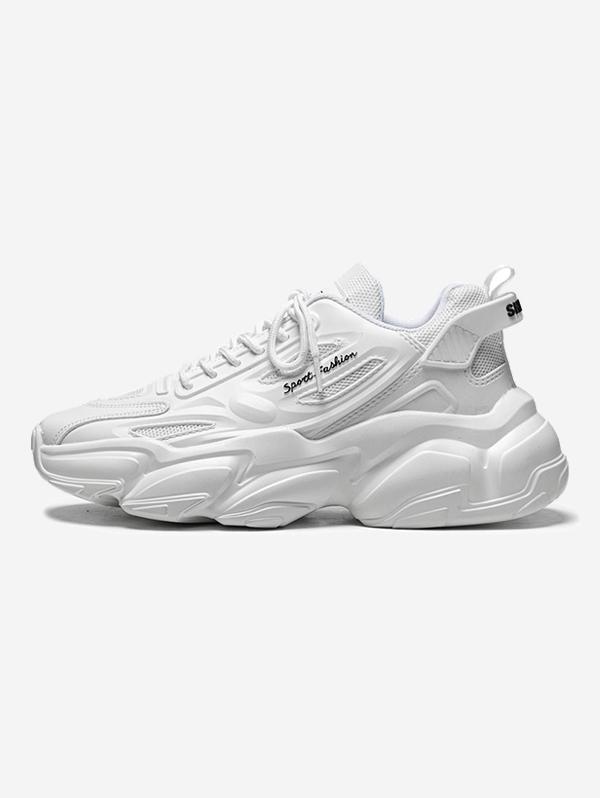 Men Breathable Mesh Insert Letter Chunky Sneakers