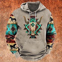 Men's Pullover Hoodie Sweatshirt Black Blue Brown Khaki Light Grey Hooded Animal Bohemian Style Graphic Prints Print Daily Sports 3D Print Basic Streetwear Designer Spring   Fall Clothing Apparel miniinthebox