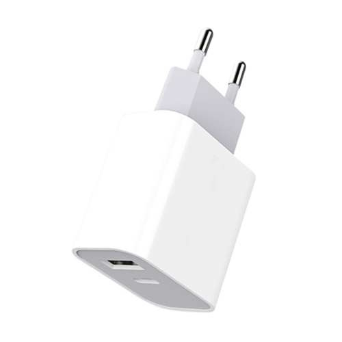 M-3 20W double sortie adaptateur de charge rapide Mini chargeur mural portable avec port USB-C + USB-A pour téléphone / ordinateur portable / tablette