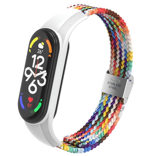 Designer Smart Watch Band for Xiaomi Mi Band 7 Elastic Strap Nylon Watchband Adjustable Mens Sport Wristband Bracelet Wrist Straps MiBand band7 Smartwatch Bands USA