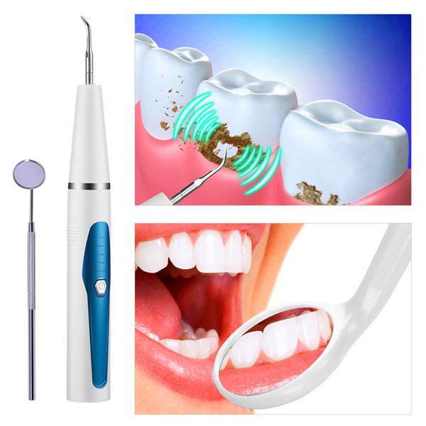 Water Free Ultrasonic Cleaner Teeth Whitenings Tartar/Plaque Remover 5 Modes Rechargeable Dental Scaler with Replaceable Working Tips