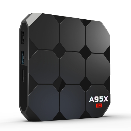 A95X R2 Smart Android 7.1 Caja de TV Amlogic S905W Quad Core H.265 HDR10 2GB / 16GB DLNA WiFi LAN Reproductor de medios HD Enchufe de la UE