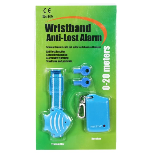 Anti-lost Alarm Fish Wristband + Portable Receiver Beep Vibrate Alert for Child Elderly Pet Locator