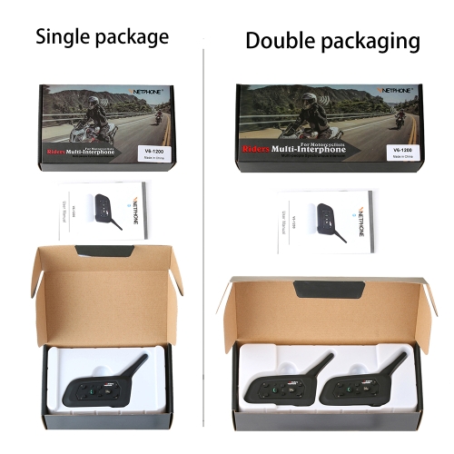 Wireless Motorcycle Radio BT Walkie-talkie V6-1200 Waterproof Noise-proof Wind-proof Intercom