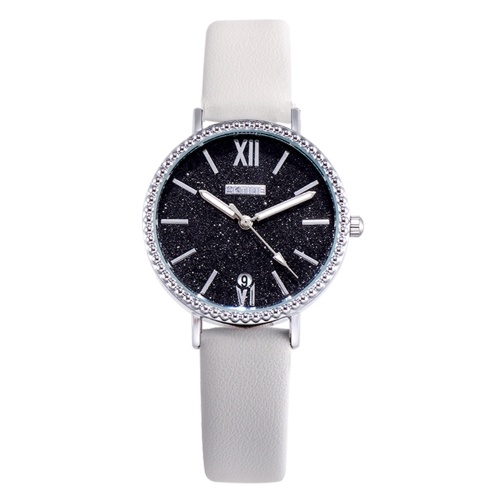 Moda mujer Brillante Noche estrellada Negro Dial reloj de cuarzo