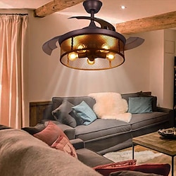 Ceiling Fans with Lights 5-Light 19.5 Dimmable Retro Design Ceiling Lights Metal Artistic Style Modern Style Novelty Painted Finishes Black 850-265V Lightinthebox