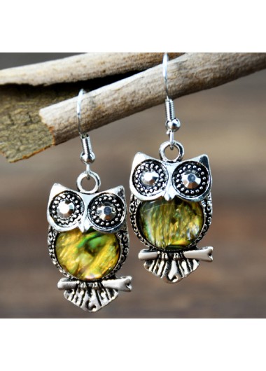 Silver Owl Shape Design Alloy Earrings