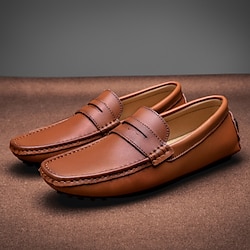 Men's Loafers  Slip-Ons Moccasin Comfort Shoes Business Daily Cycling Shoes Walking Shoes Cowhide Breathable Red Brown Black Summer Spring Lightinthebox