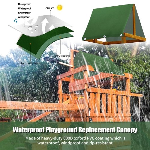 Couverture d'auvent de remplacement pour aire de jeux, bâche de remplacement imperméable pour pare-soleil, protection UV, auvent pour ensemble de jeu d'arrière-cour 43 x 90 po