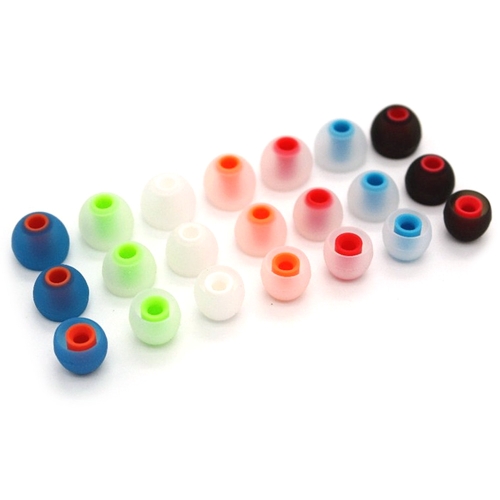 6 pares 12 PCS 3.8 mm de silicona suave en la oreja cubre auriculares Earbuds consejos auriculares Eartips de doble color almohadillas para los auriculares Color aleatorio y tamaño