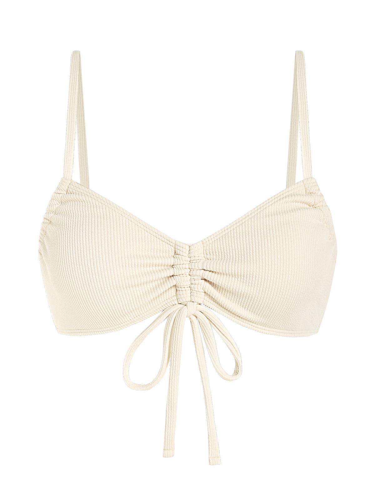 Top de Bikini Texturizado con Cordones M Café luz