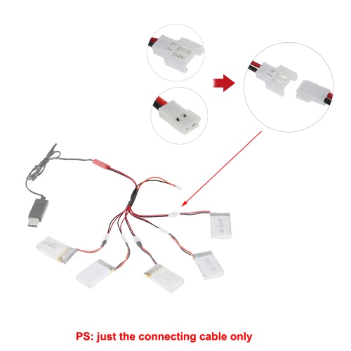 Batería de 5 en 2 Cable de conexión de carga para WLtoys V977 V931 Q282 Hubsan H107 H107C H107D JJRC H5C H6C H21 RC aviones no tripulados