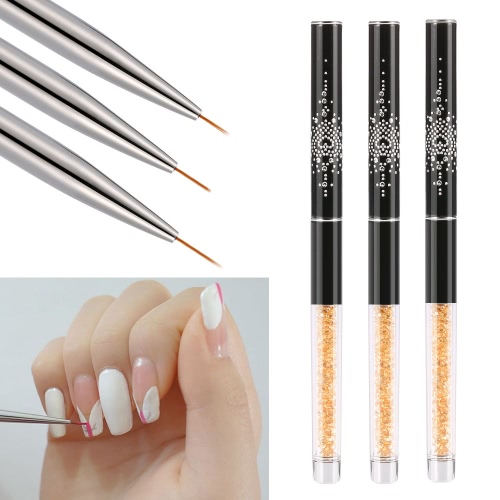 Herramienta de línea BQAN arte del clavo de la pintura del cepillo de 9 mm de cristal de acrílico del clavo del gel del arte ULTRAVIOLETA Pintado de rayas cepillo de nylon de la pluma del pelo uñas de manicura