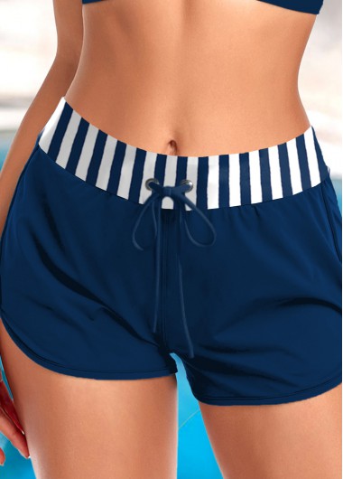 Mid Waisted Striped Navy Beach Shorts