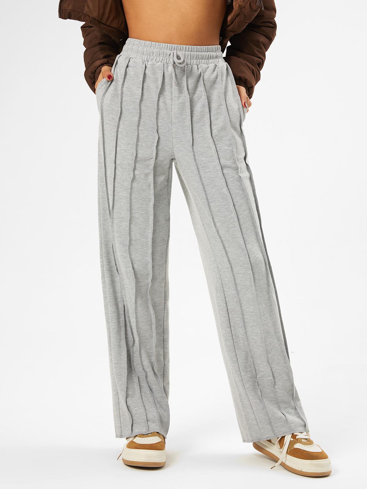 Drawstring Athflow Style Overlock-style Stitching Sweatpants M Gray