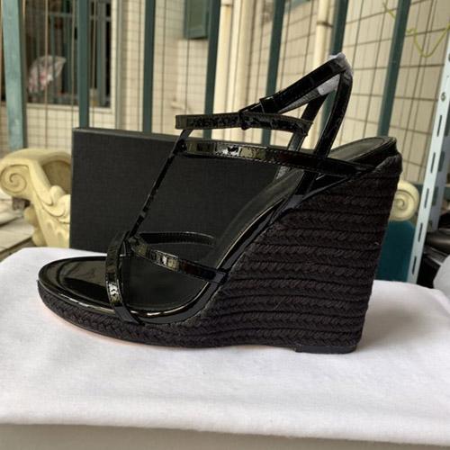 New European Classic High Heels Sandals, hemp rope woven slope heels fashion sandals, sexy sandals Paris supermodel fashion show shoes