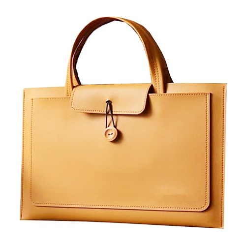 Sac d'ordinateur portable grande capacité sac d'ordinateur portable résistant à l'usure PU sac d'ordinateur d'affaires Orange 15.6 pouces marron clair