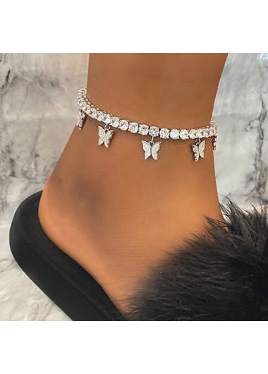 Silver Alloy Detail Bow Design Anklet