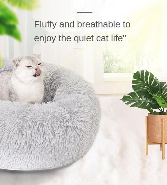Cat Beds & Furniture Round House Soft Long Plush Pet Dog Bed For Dogs Basket Products Cushion Mat Animals Sleeping Sofa1