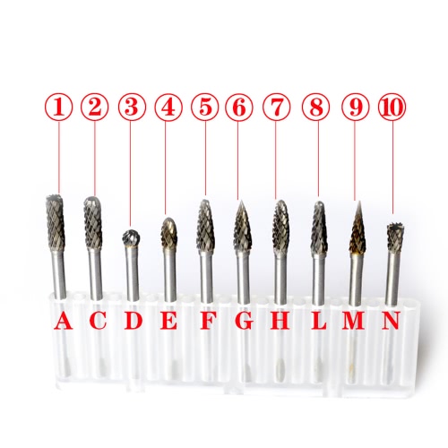 Électrique Grinding Accessoires 10pcs 0,12 * 0.24inch Tungsten Steel Carbide Fraise pour le Rotary Burr Tool Set CNC Gravure