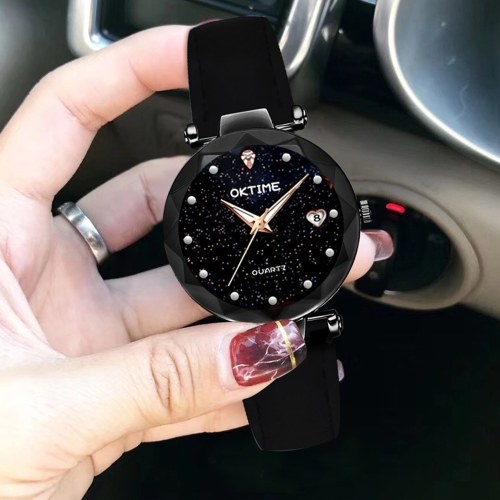 Reloj de esfera brillante de noche estrellada para mujer