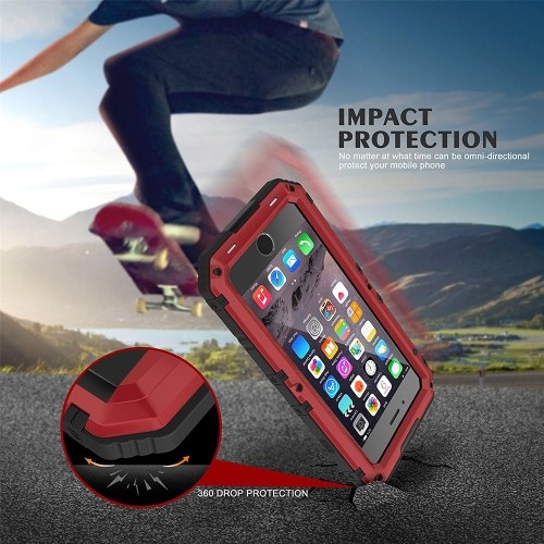 For iPhone 5 5S 6 6S Plus 7 8 Plus X Protective Case IP68 Waterproof Metal Shell Bumper Shock-Absorption Anti-Scratch