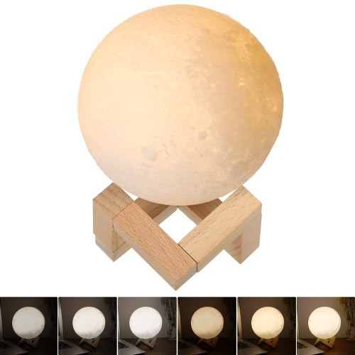 Decoración de dormitorio con luz de luna de impresión 3D con soporte de madera - 9 cm