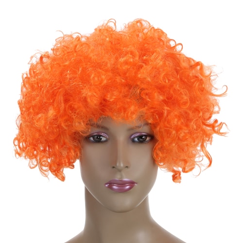Festnight Adult Colorful Clown Afro Wig Curly Hair Halloween Masquerade Cosplay Costume Football Fans Wig