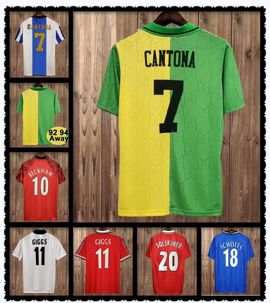 1992 1998 Mens CANTONA GIGGS KEANE RETRO Soccer Jerseys BECKHAM SOLSKJAER SCHOLES FERDINAND ROONEY CHICHARITO Home Away Football Shirt Uniforms